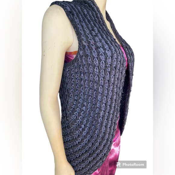 Anthropologie Sleeping on Snow Dark Chunky Knit Wool Cardigan Sweater - Picture 2 of 8